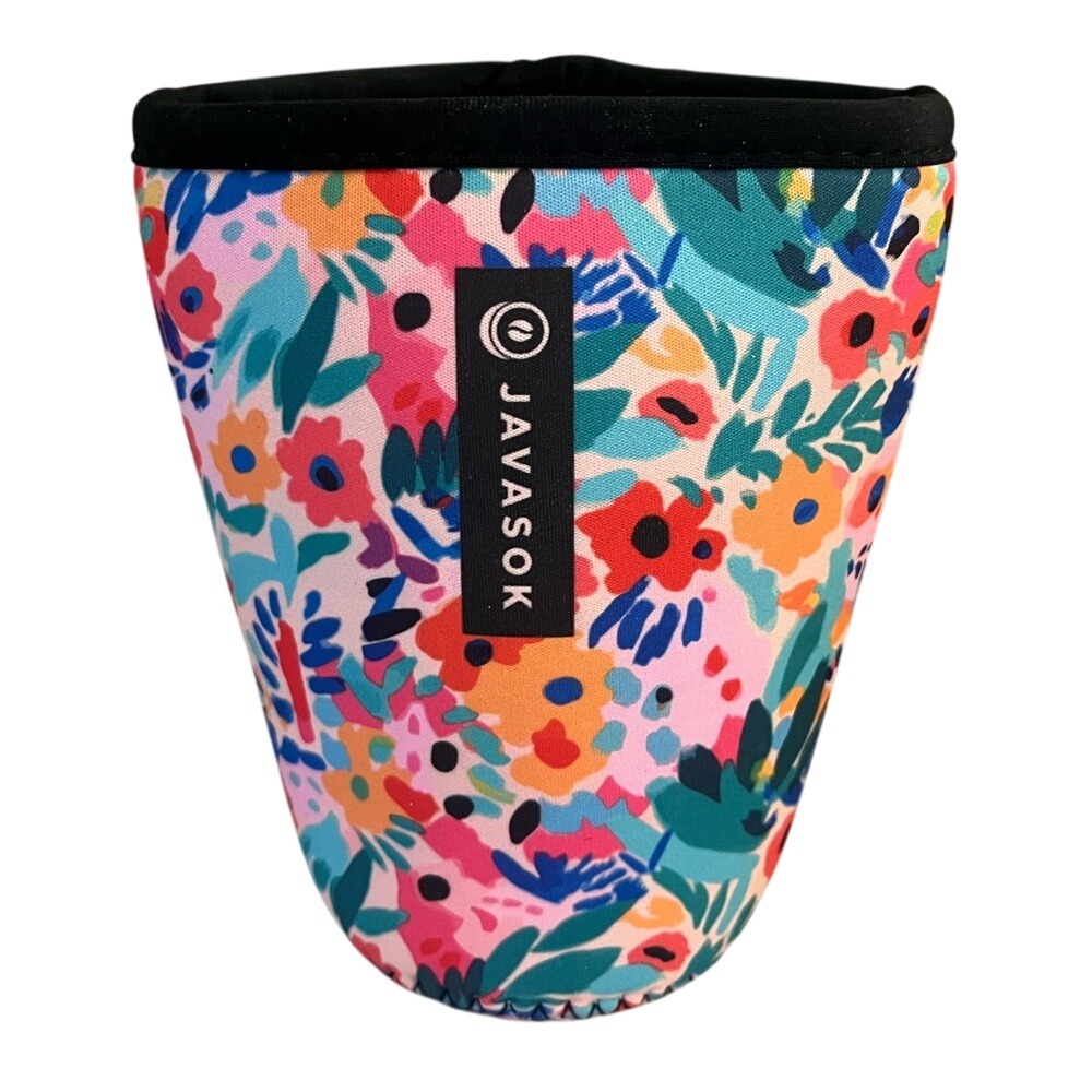 Javasok Iced Coffee Soda Insulated Neoprene Cup Sleeve Medium Abstract Floral